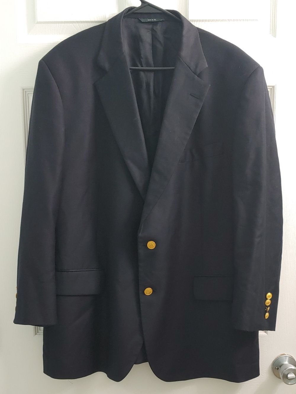 Brooks Brothers Country Club Blazer Loro Piana Wool Black Sport Coat Size 48
